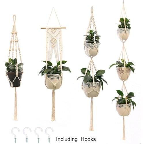Hot Sales 100% Handmade Macrame Plant Hanger Flower /Pot Hanger For Wall Decor Courtyard Garden Hanging Planter Hanging Basket
