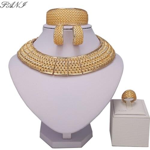 2021 Fashion Wedding African Beads Jewelry Sets Dubai Gold Color Jewelry Sets Costume Romantic new Design