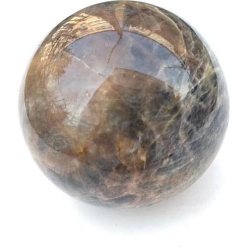 Natural black moonstone sphere quartz mineral crystals gemstones ball reiki healing fine home decoration