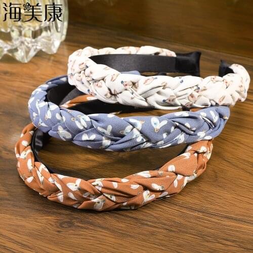 Haimeikang Women Hairband Cross Knot Braid Headband Adult Headwear Wide Side Turban Hair Hoop Print Hair Accessories New Fashion