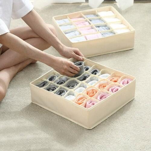 24 Cell Underwear Organizer Non-woven Fabric Foldable Storage Box Bra Panties Socks Case Drawer Collapsible Closet Cabinet