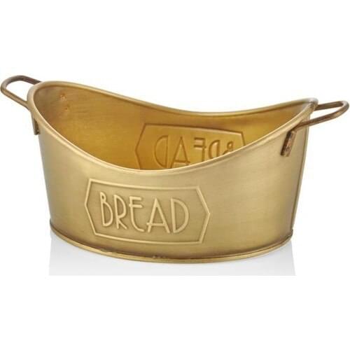 The Mia Galvanized 28x17 cm Oval Bread Service Gold GLV0626