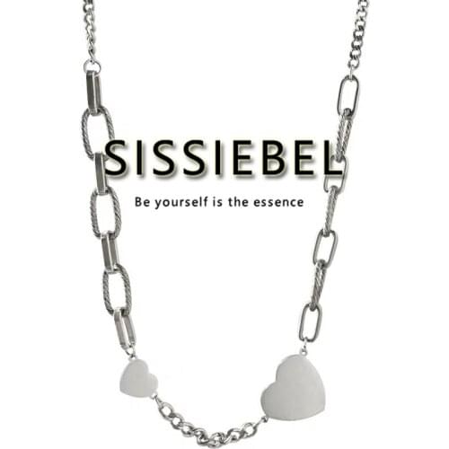 2021 New Cool Heart-Shaped Stainless steel Necklace For Woman Female Korean Hip Hop Versatile Jewelry Girls Accessory Necklace