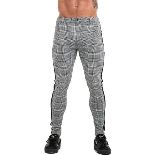 Casual Pants Men 2020 Joggers Sweatpants Spring Plaid Pant Bottom Fashion Tight Mens Skinny Trousers Office Jogger Man Pants
