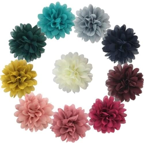 TOP quality 4inch large Chiffon flower for headband hair clip Girl Women hair Accessories Headwear Headdress 30 colors H0525