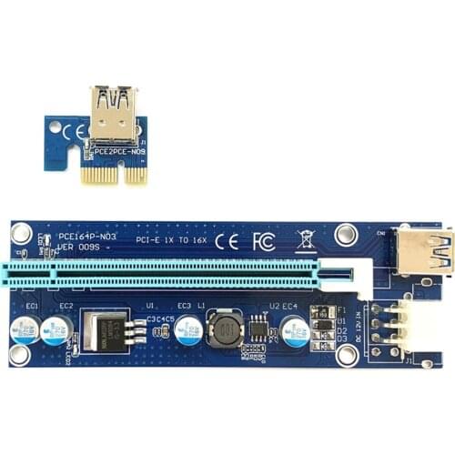 PCI-E Riser 009 1X 4x 8x 16x Extender PCI E USB Riser 009S Dual 6Pin Adapter Card SATA 15pin For BTC Miner