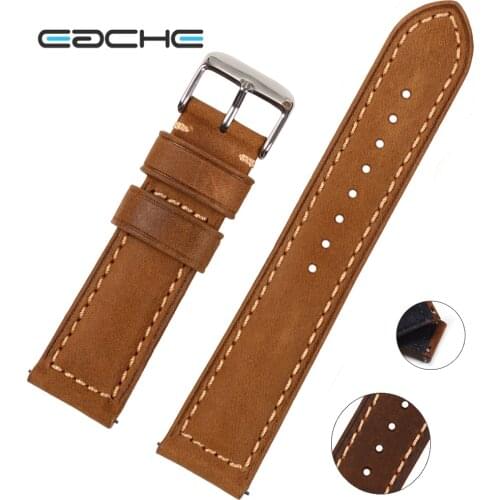 EACHE Genuine Leather Watch band Quick Release 20mm 22mm Dark Brown Light Brown
