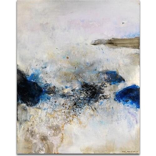 Hand Painted Blue Abstract Chic Canvas Art Oil Painting Home Decor Painting Calligraphy Wall Pictures For Living Room Wall Decor