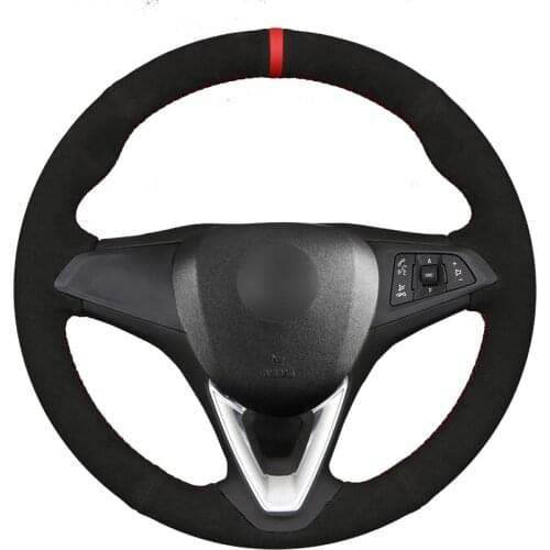 Hand-stitched Black Suede Car Steering Wheel Cover for Opel Astra (K) Corsa (E) Crossland X Grandland X Insignia