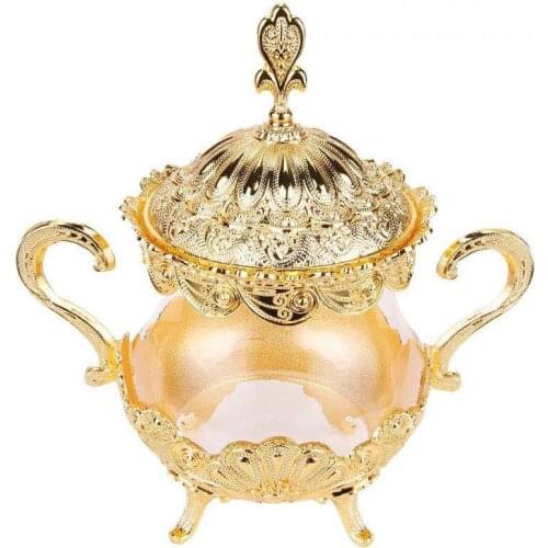 Sugar Cup Creative Fashion Sugar Cup Seasoning Bottle Restaurant Kitchen Commodity Golden Peacock Pattern Sugar Valley