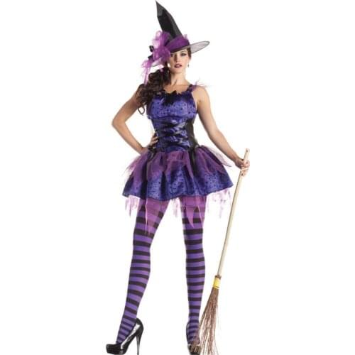 UTMEON Sexy Halloween Witch Lace Costume For Women Carnival Party Costume Fairy Tale Witch Fashion Dress With Black Witch Hat