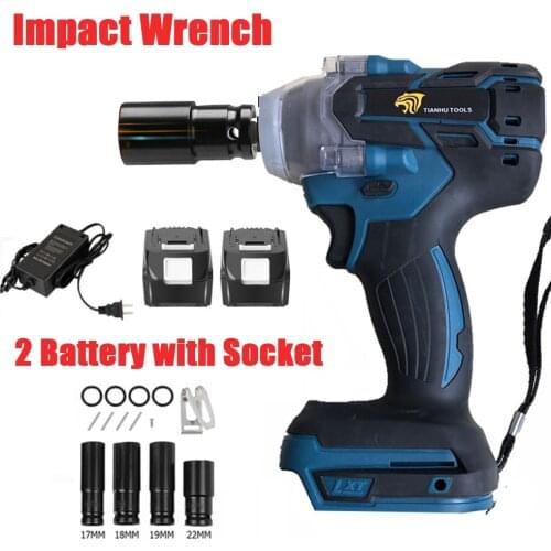 18V 520Nm Impact Wrench Electric Rattle Gun Screwdriver Speed Cordless Power Tool With 4pcs Impart Socket Brushless With Battery
