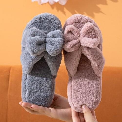 Warm Shoes Female Sweet Furry Winter Slides Home Cozy Fluffy Women Slippers Girls Sandalias Floor Bedroom Sandals Cute Plush