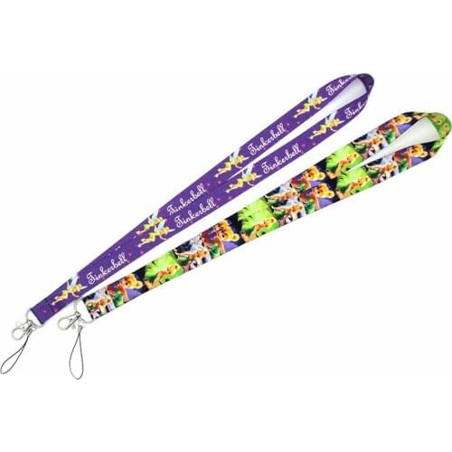 Tinker Bell Mobile Phone Lanyards Straps Sling Flower Fairy Disney Camera ID Card Holders Key DIY Hang Accessories Gifts Decor