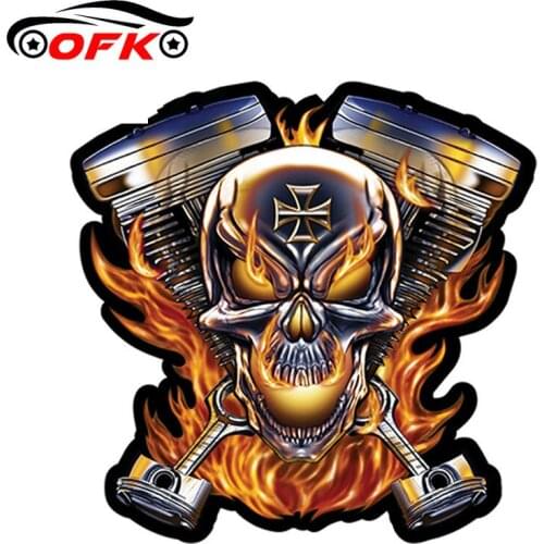 Skull Flames Engine Creative Car Sticker Accessories Vinyl PVC 12cm*12cm Motorcycle Waterproof Windshield Car Styling Decal