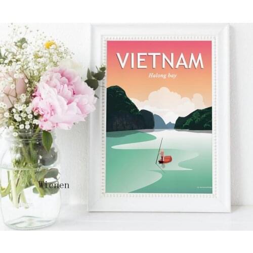 Vietnam Halong Bay Vintage Poster Travel Scenery Tourism Canvas Painting Wall Art Picture Home Decor Mural Traveler Gift Idea