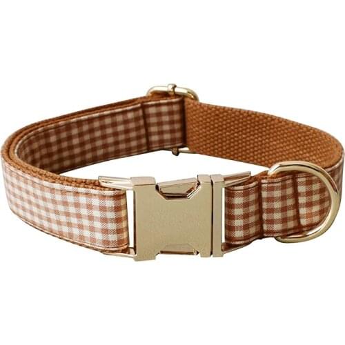 Grid 05 Leser Engraved Dog Collar Retailing Cool Plaid Collar Handmade The Deep Plaid Traction Rope