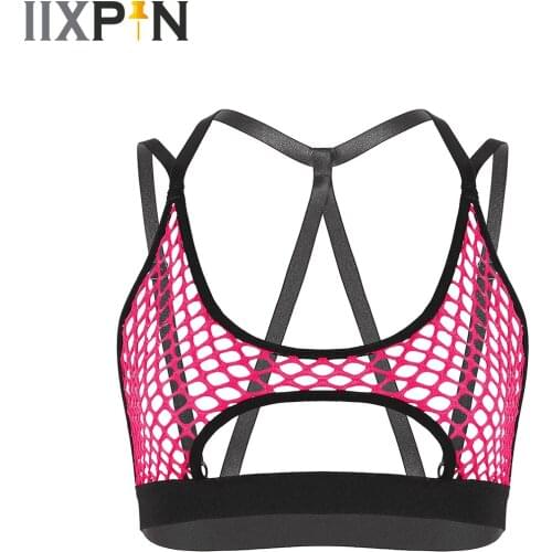 Women Fishnet Crop Tops See Through T-shirt Sexy Summer Bra Tops Hollow Out Vest Women Black Tank Top Femme Female Clubwear
