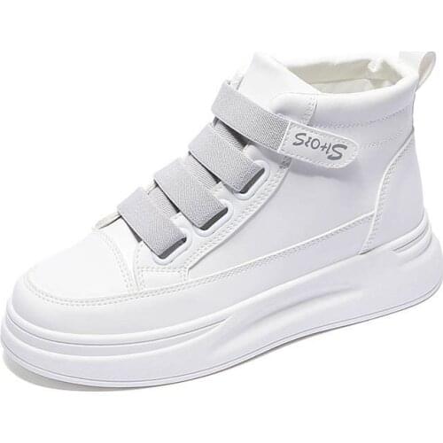 High-top Sneakers Women Casual Shoes PU Leather Platform Sneaker Anti-Slip Women Flats Outdoor Trainers Female Zapatos De Mujer