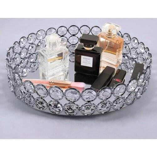 1pc silver nordic Mirror crystal Style Storage Baskets Box Simplicity Style Home Organizer For Jewelry Necklace Dessert Plate