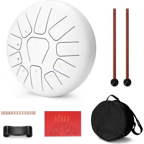 10 inch 8-Tone Steel Tongue Drum Mini Hand Pan Drums with Drumsticks Percussion Musical Instruments