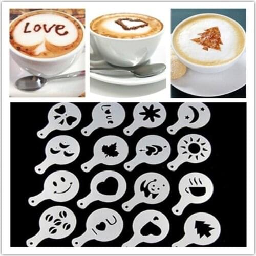 16Pcs/Set Fancy Coffee Printing Template Kitchen Tools Kitchenware Coffee Spray Template Kitchen Gadgets Kitchen Accessories. Q