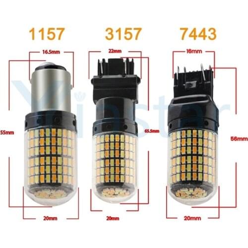 2-Pcs DC Dual Color p21/5w 1157 BAY15D 3014 168 SMD 3157 7443 W21W Switchback Led Bulbs DayLight Turn Signal Light White Amber