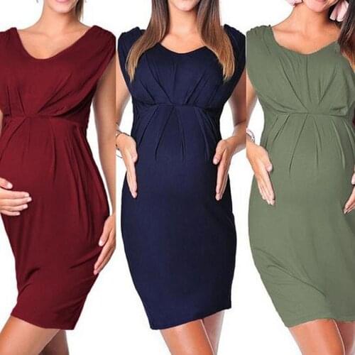 2021 Summer New Maternity Dresses Casual Pregnance Clothes Sleeveless Fashion Off Shoulder Dress Women Loose Round Neck Skirt