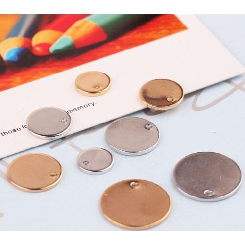 6pcs Pure Copper Gold Color Retention Jewelry Diy Minimalist Single-hole Round Earrings Wholesale Jewelry Pendants Pendant
