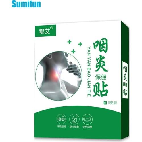 6pcs/box Herbal Sore Throat Patch Anti Inflammation Pharyngitis Patch Chinese Medical Plaster Chronic Pharyngitis Stickers C2549