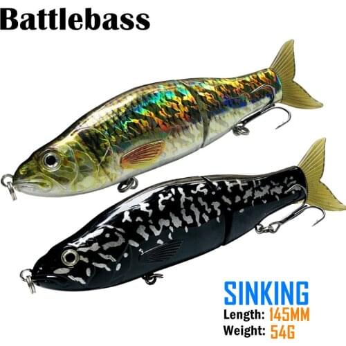 BATTLEBASS 6.5inch 54g Sinking Wobbler Jointed Fishing Lures Hard Glide Bait Soft Tail Float Slide Swimbait Bass Fishing Tackle