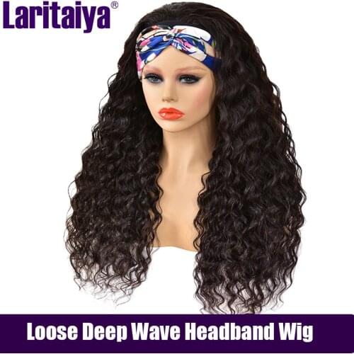 Brazilian Loose Deep Wave Headband Wig 100% Human Hair Headband Wig 10-30 No Gel No Glue Scarf Wig Loose Deep Curly Headband Wig