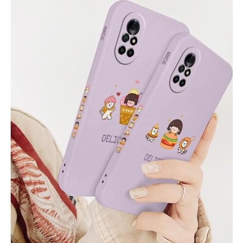Kind Burger Girl Phone Case For Huawei Nova8 8Pro 8SE Nova 7 7Pro 7SE 6 6se 5 5Pro 5Z 5I 5Ipro 5T 4 4E Liquid Silicone Cover