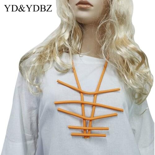 Black Minimalist Long Necklace Wedding Jewellery Accessory collares Rubber African Pendant Geometric Punk Style Sweater Chain