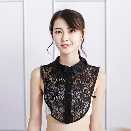 Decorative wooden ear Big lapel decorative doll collar sweater False shirt lace Embroidery Lapel Choker Necklace Shirt Fake