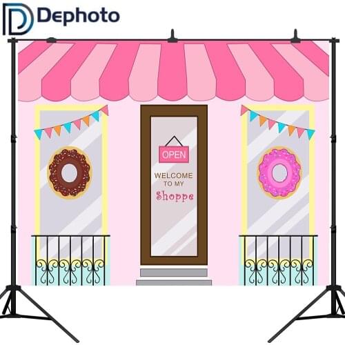 DePhoto Dessert Candy Bar shoppe Celebration Background Baby 1st Birthday Party Banner Photography Backdrop for Photo Booth
