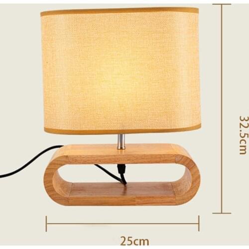 Wooden Table Lamp Bedside Nightstand Desktop Light Home Office Hotel UK Plug