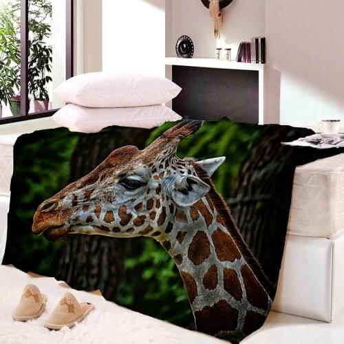 Giraffe Fleece Blanket Kids Cartoon Bedding Animal Plush Bedspread Night Sky Moon Custom Blanket Dropship