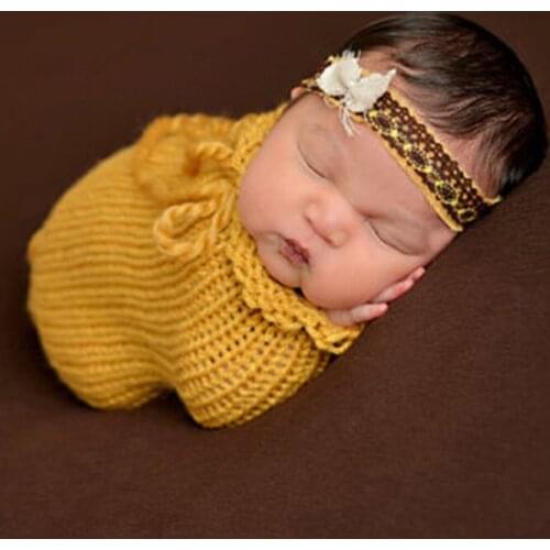 Newborn Unisex Baby Boys Girls Crochet Photography Wraps Props Outfits Infant Tiny Baby First Birthday Photo Shoot Props Clothes