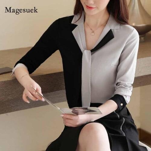 Elegant V-neck Shirt and Tops Casual Long Sleeve Chiffon Blouse 2020 Spring Women Clothes Fashion Korean Clothing Blusas 8472 50