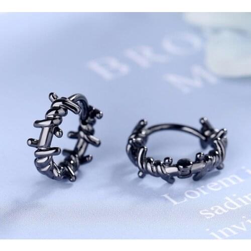 KOFSAC New Black Gold Earrings For Women Trendy Jewelry 925 Sterling Silver Winding Geometric Round Earring Party Accessories