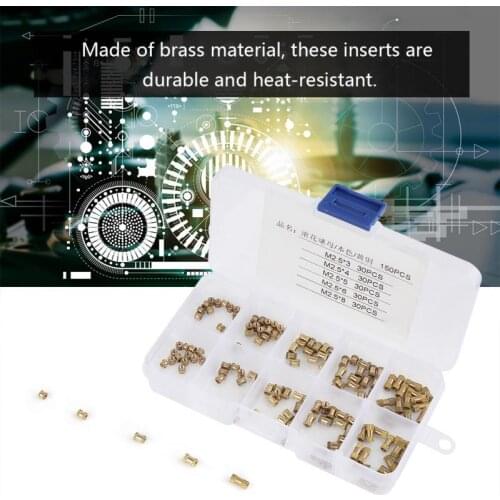 150Pcs M2.5*3/4/5/6/8mm Brass Metric Thread Injection Knurled Insert Nut Nut Insert