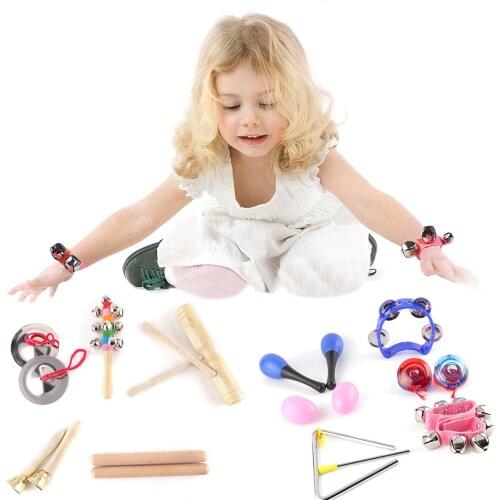 Hot 10PCS/set Kids Diverse Musical Instruments Rhythm Set Simple Design Baby Early Education Music Teaching Band Set Toy Gifts