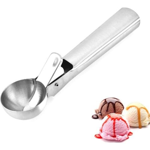 1Pcs Stainless Steel Ice Cream Scoop Watermelon Ball Scoop Non-Stick Spoon Portable Kitchen Gadgets Ice Cream Tools