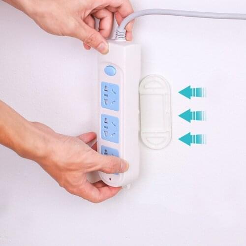 Socket Holder Wall Sticker Key Hanging Wire Pegboard Hooks Storage Shelf Seamless Punching Plug Kitchen Organizer Bathroom Items
