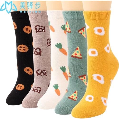 Winter New Soft 12 PAIRS PER SET Carrot Fried Egg Cartoon Comfortable Womens Wool Socks