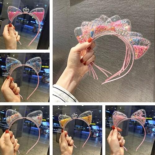 New flip Sequin cat ear Cosplay headband Lolita womens festival crown hairband Headband