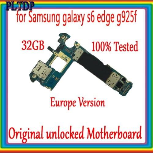 Original unlocked motherboard for Samsung Galaxy S6 edge G925F mainboard 32GB Full Function Good Tested,Free Shipping
