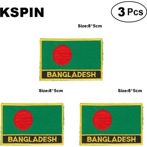 Bangladesh Rectangular Shape Flag patches embroidered flag patches national flag patches for clothing DIY Decoration