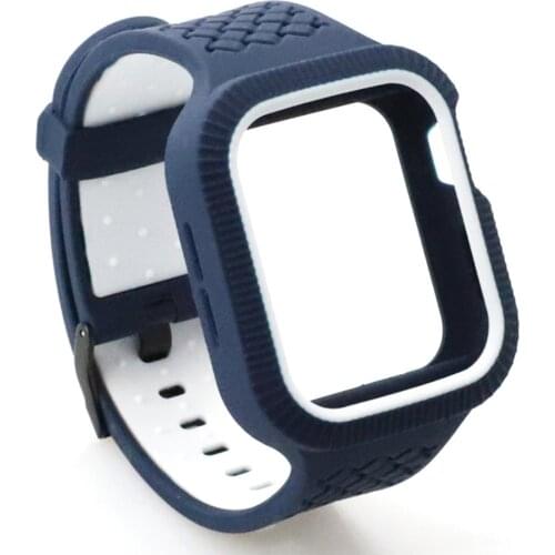 Braided Shape Silicone Strap with Bumper for Apple Watch Band Series 6 SE 5 4 Bracelet for Iwatch 40mm 44mm Belt Case Cover
